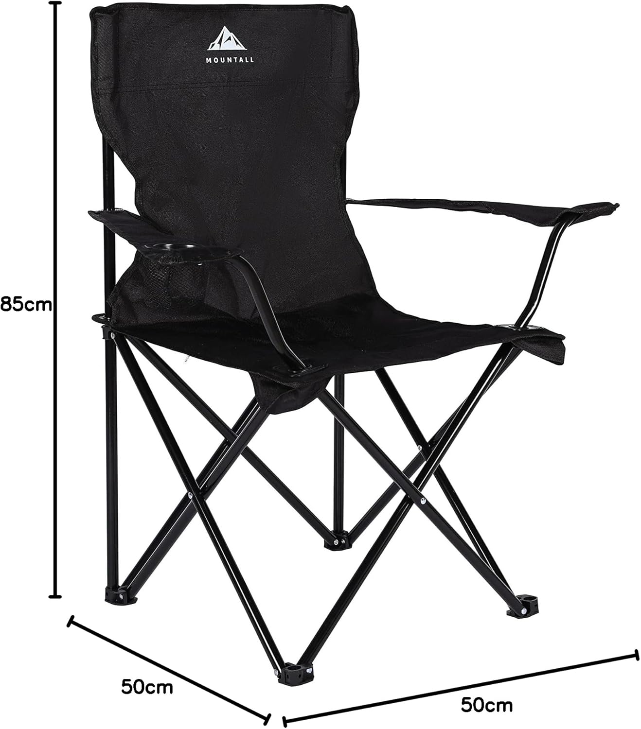 Folding Camping Chairs Set of 4 with Cup Holder Black