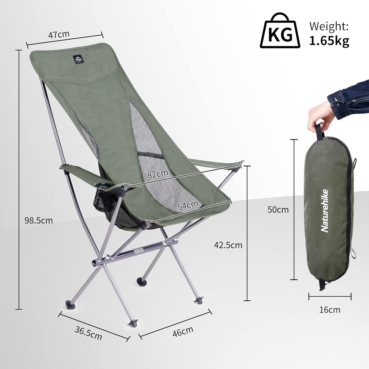 Ultralight Camping Chair Breathable 330lb Green