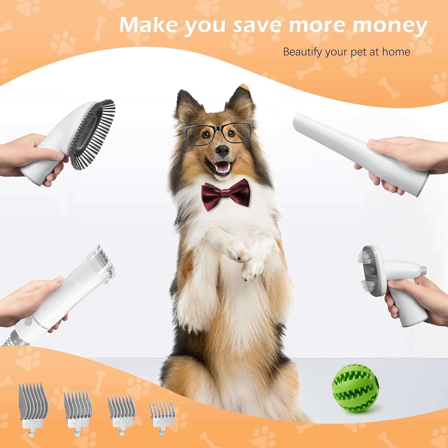 Dog Grooming Kit Vacuum 2.3L Low Noise 5 Tool Clippers Pet Hair