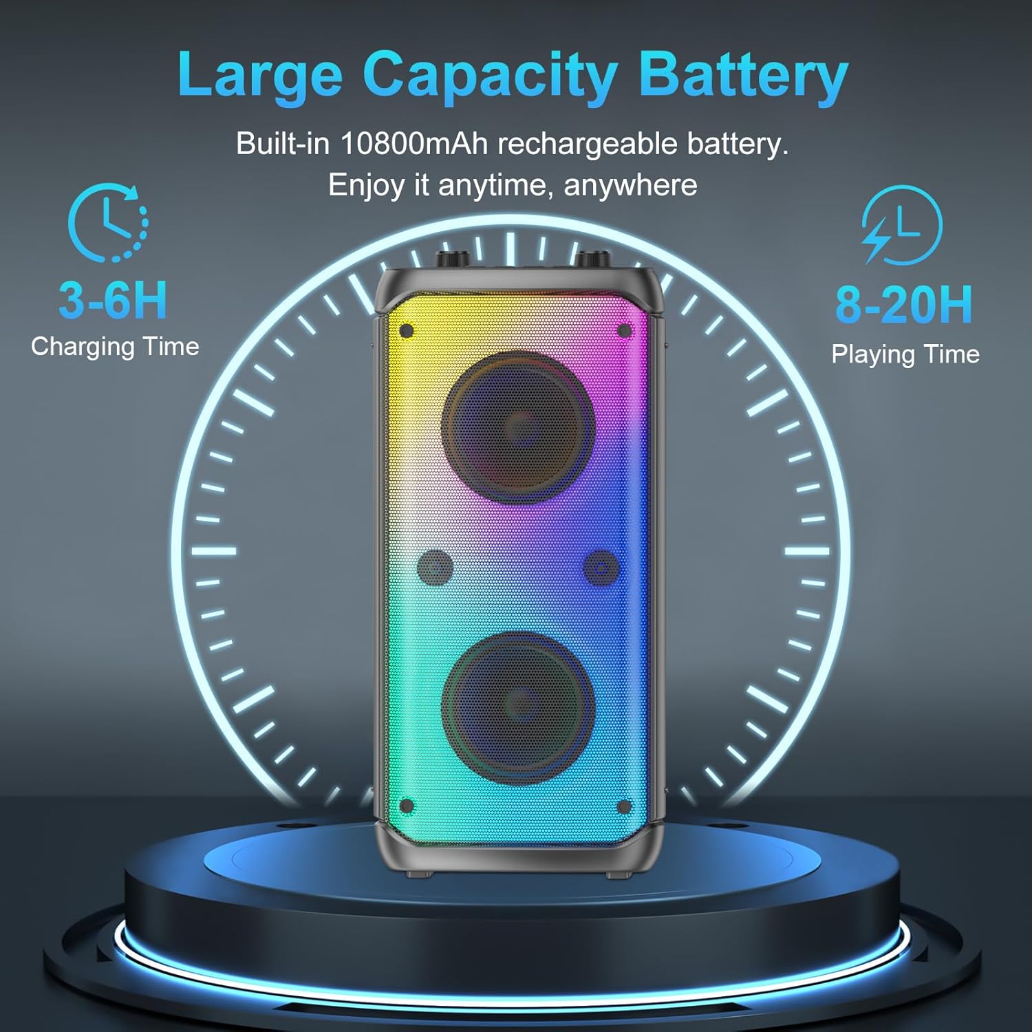 80W Bluetooth Speaker Party Karaoke LED Lights TWS Mic