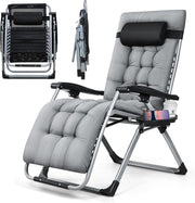 Zero Gravity Recliner Chair Wide Folding Sun Lounger Grey