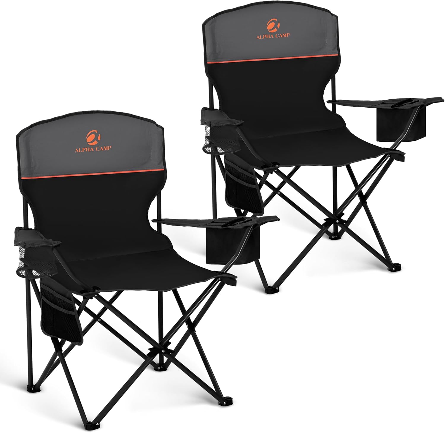 Camping Chairs 2 Pack Cooler Bag Mesh Back Black