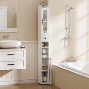 Tall Slim Bathroom Cabinet Frosted Glass Door Drawer 180cm