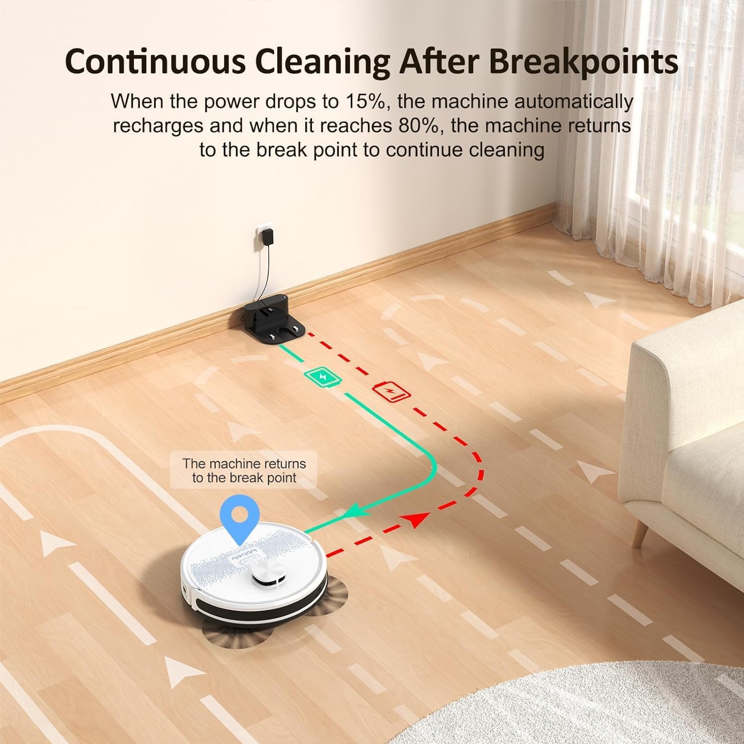 Robotic Vacuum Cleaner Mop 4000Pa Laser Mapping Smart App Control