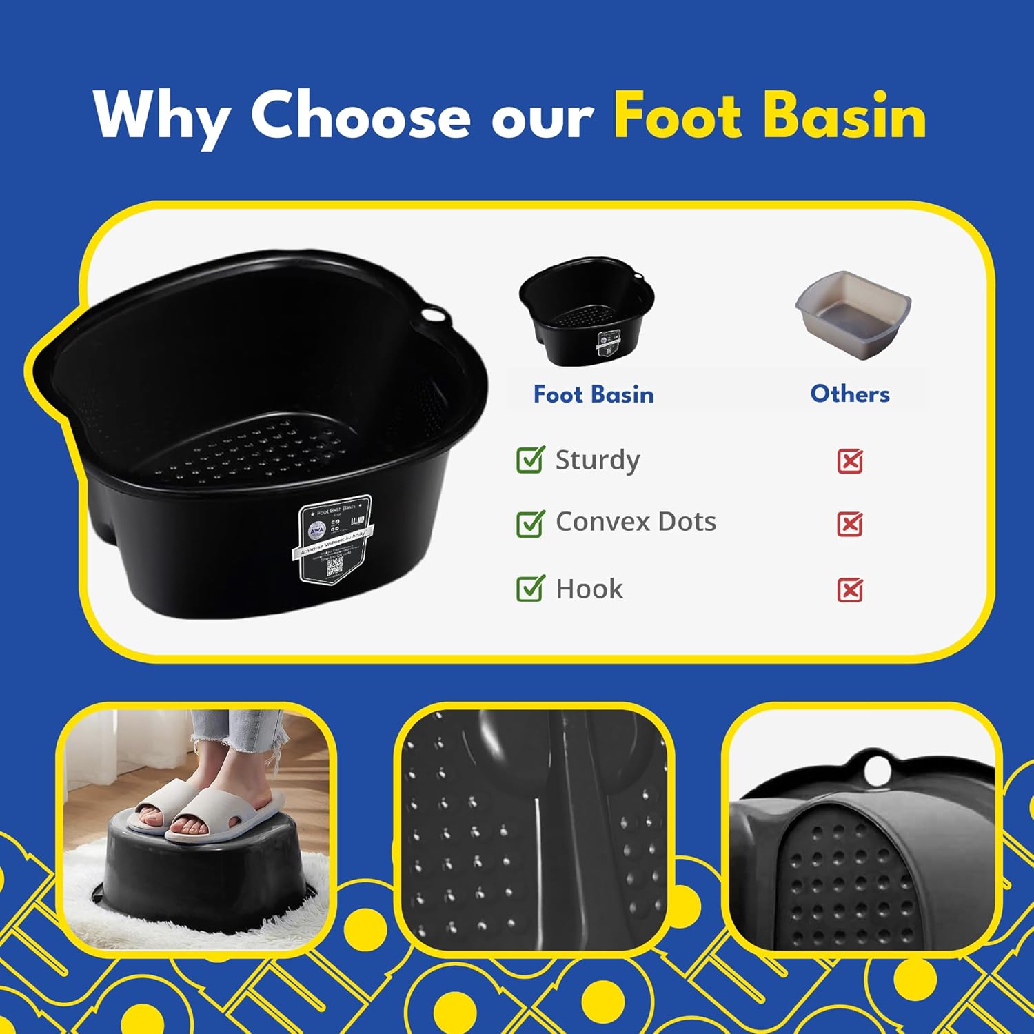 Foot Soaking Tub Large Pedicure Basin Spa Foot Bath Bowl