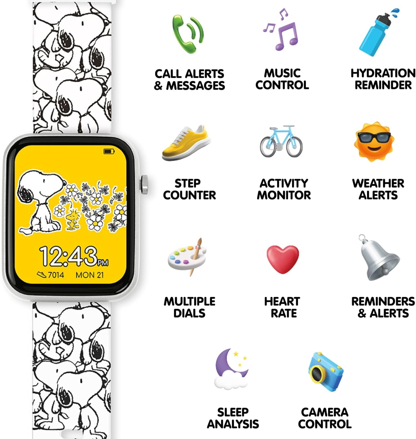 Kids White Smart Watch Step Tracker Sleep Alarm