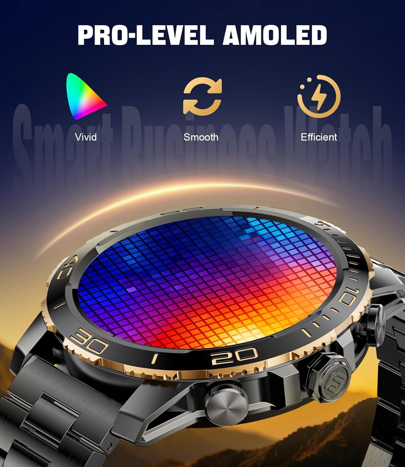 Mens AMOLED Smart Watch Call LED Flash 110 Sports