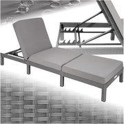 Luxury Rattan Sun Lounger 6 Position Cushion Grey