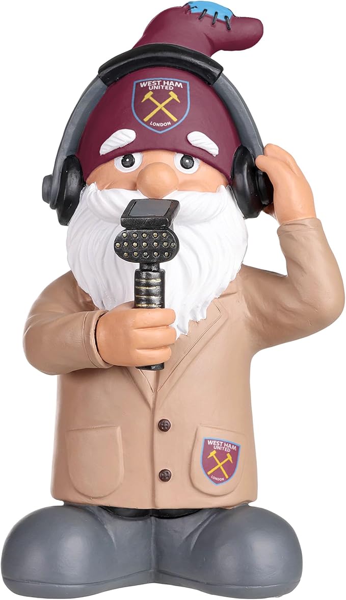 West Ham Garden Gnome Commentator Resin Football Fan Decor