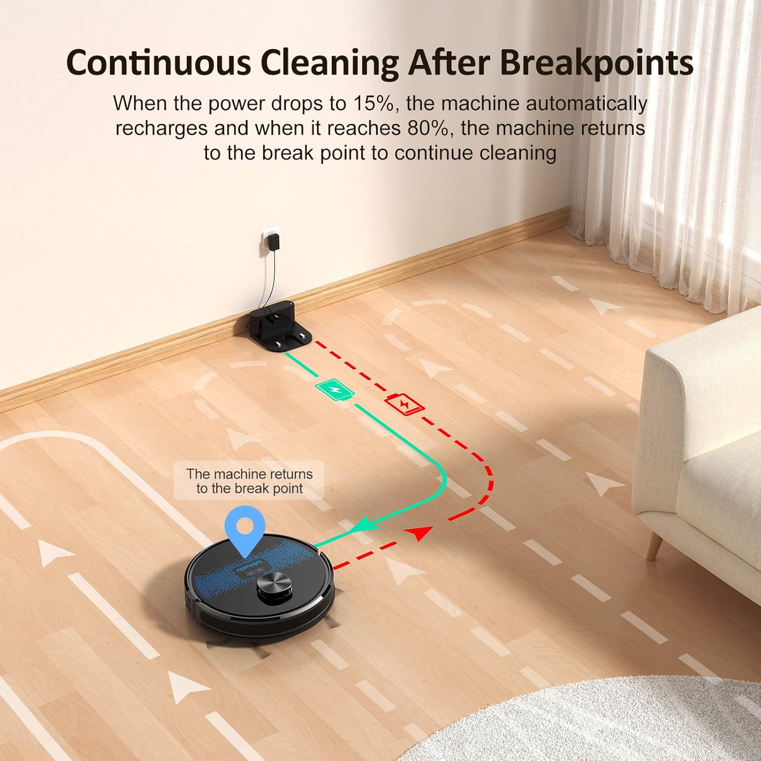 Robot Vacuum Mop 5000Pa LiDAR Mapping WiFi App Alexa Pet Hair Clean