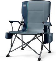 Oversized Camping Chair with Lumbar Support Cooler Pocket Blue