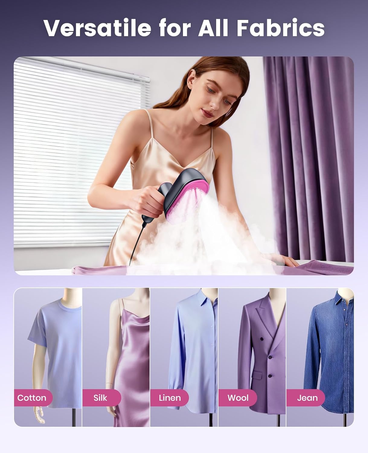 Portable Clothes Steamer Iron Travel Garment Steamer Fast Heat Rotating Handle