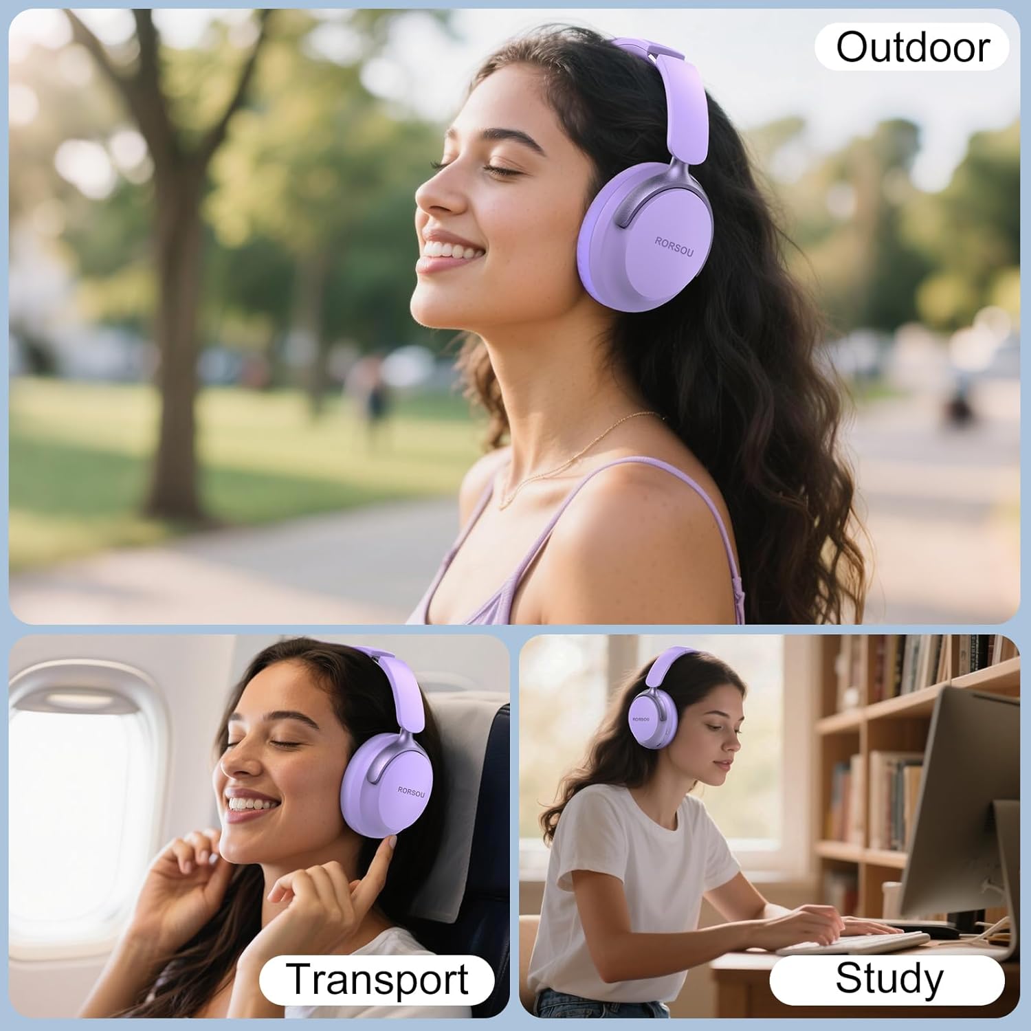 Wireless Bluetooth Over Ear Headphones 50H Playtime Deep Bass Foldable