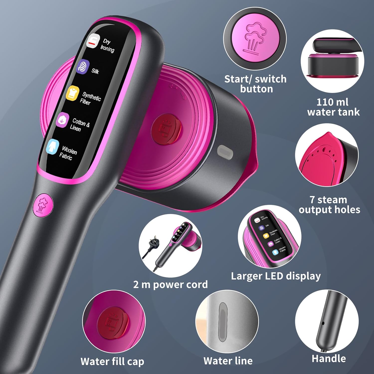 Travel Clothes Steamer 2 in 1 Iron 1200W Fast Heat 5 Modes