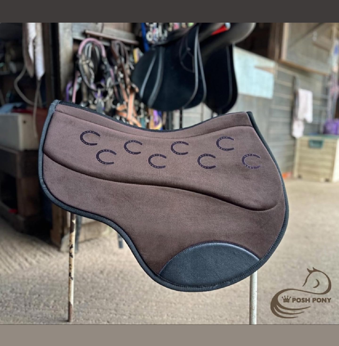 Tech Velvet Jump Saddle Pad Anti Slip Brown
