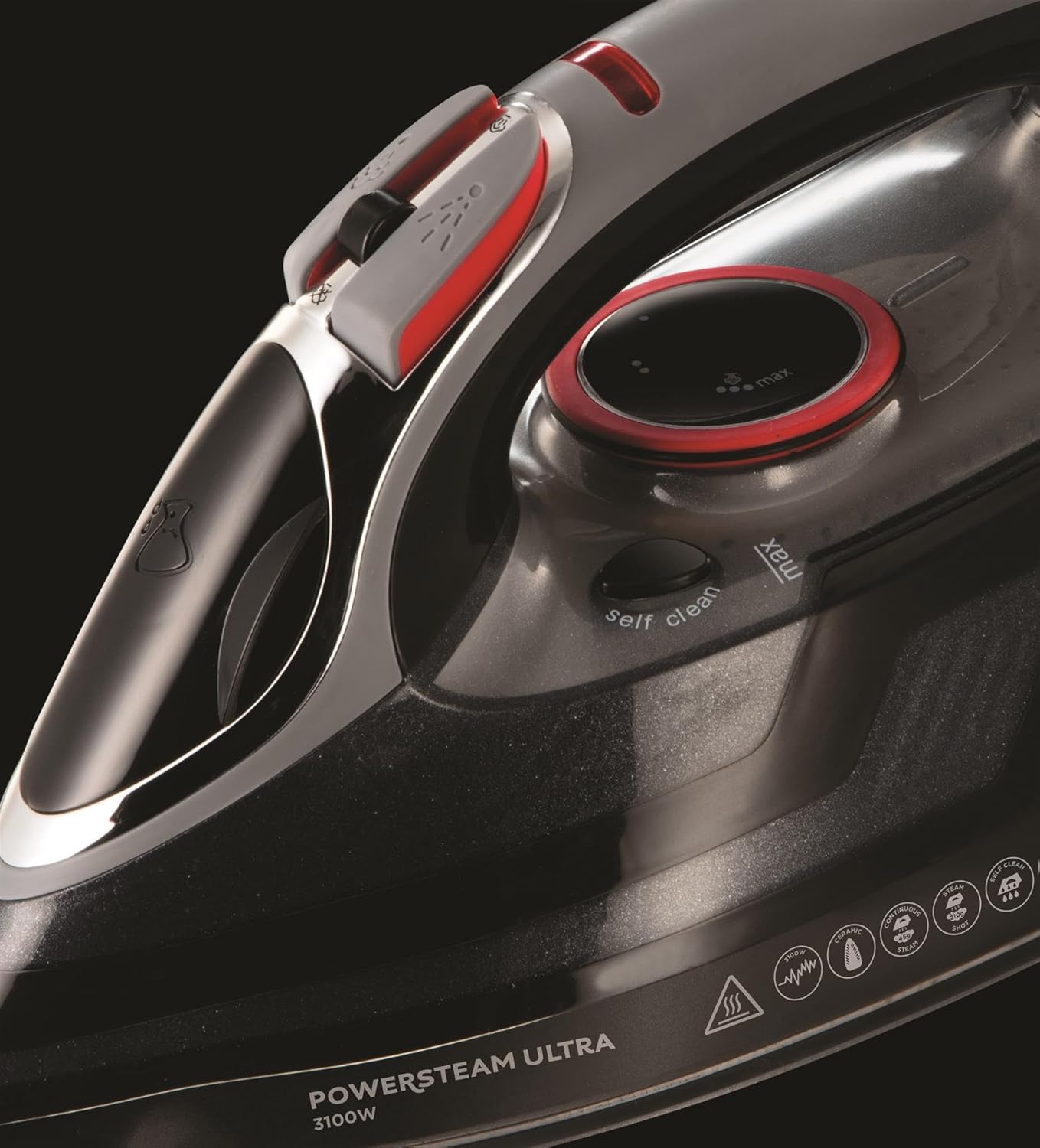 3100W Steam Iron Ceramic Soleplate 210g Steam Boost 350ml Tank