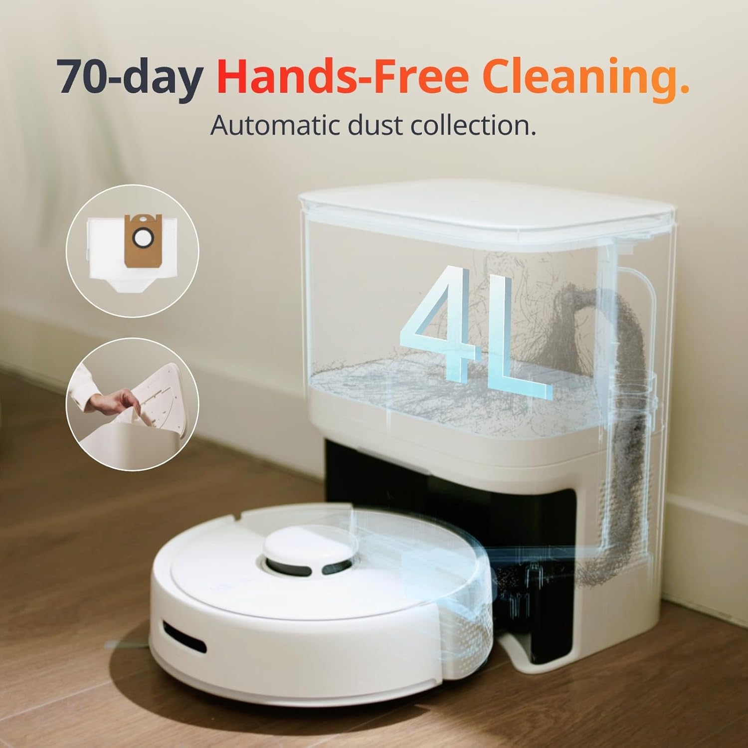 Mini Robot Vacuum Self Empty LiDAR Mapping Quiet Smart Clean