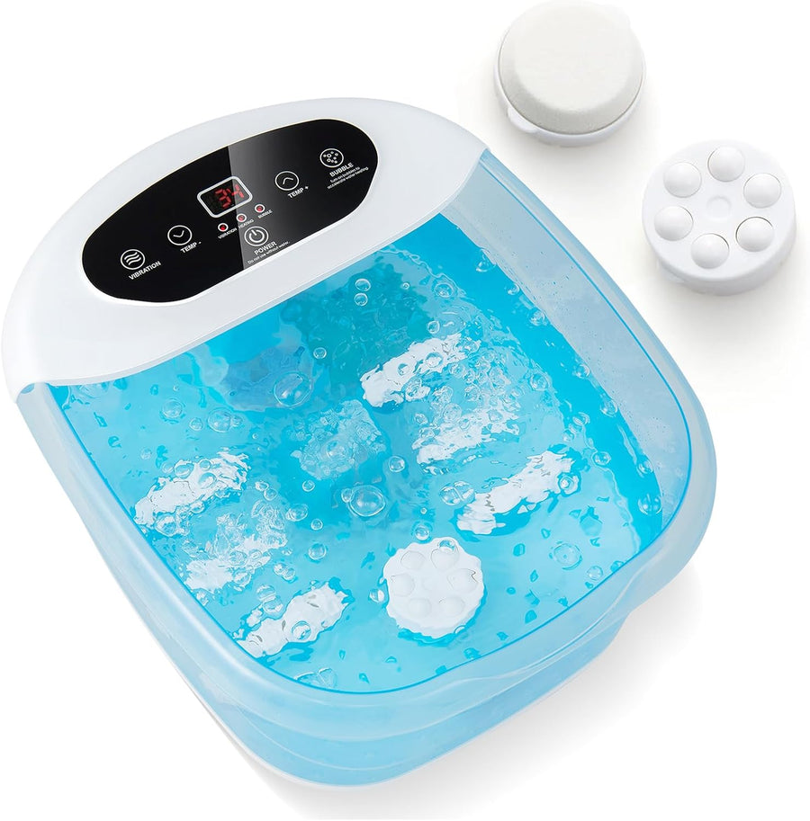 Foot Spa Massager Heat Bubble Vibration Rollers Pedicure Bath