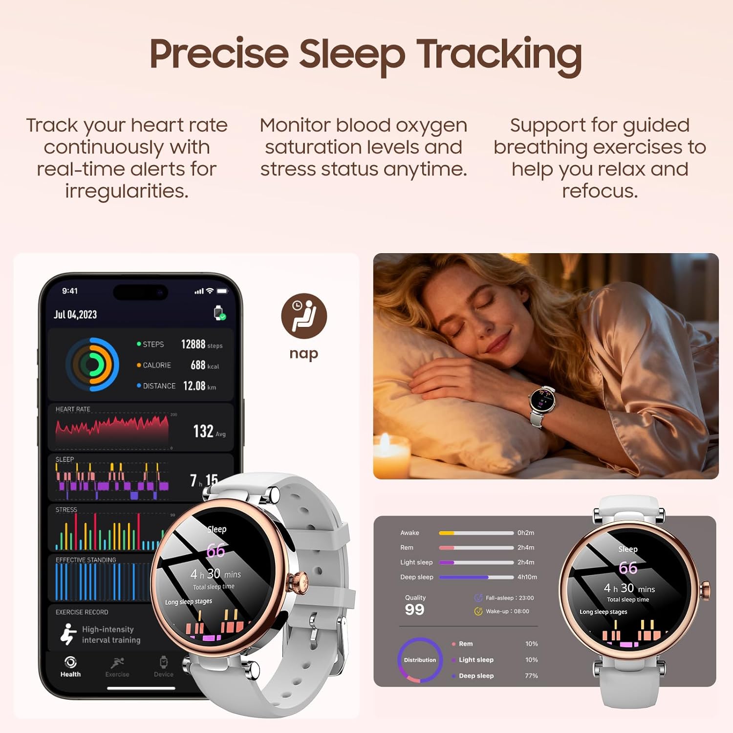 AMOLED Smart Watch Bluetooth Call 100 Sports Waterproof