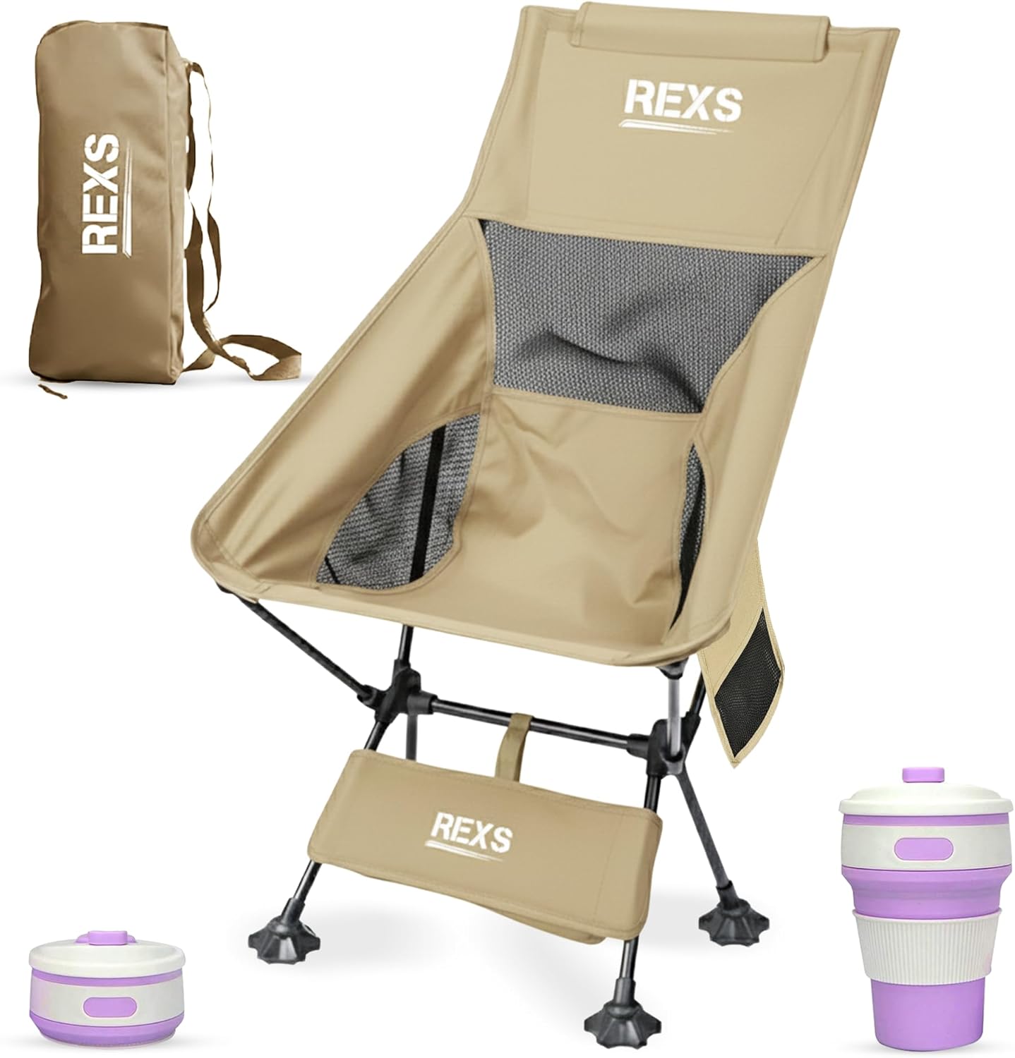 Ultralight Backpacking Chair High Back 330lb Brown