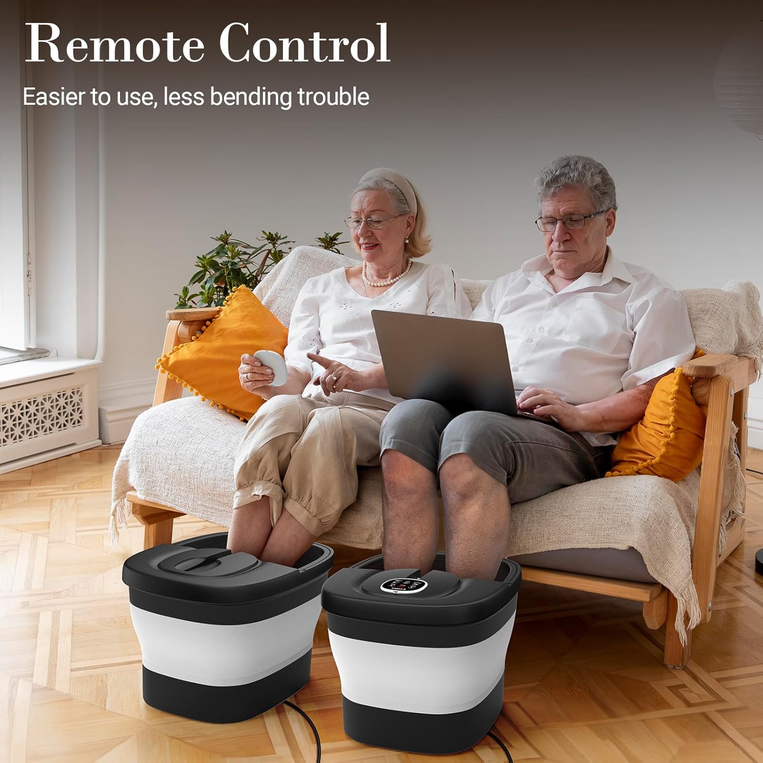 Electric Foot Spa Massager Heat Shiatsu Rollers Remote Foldable