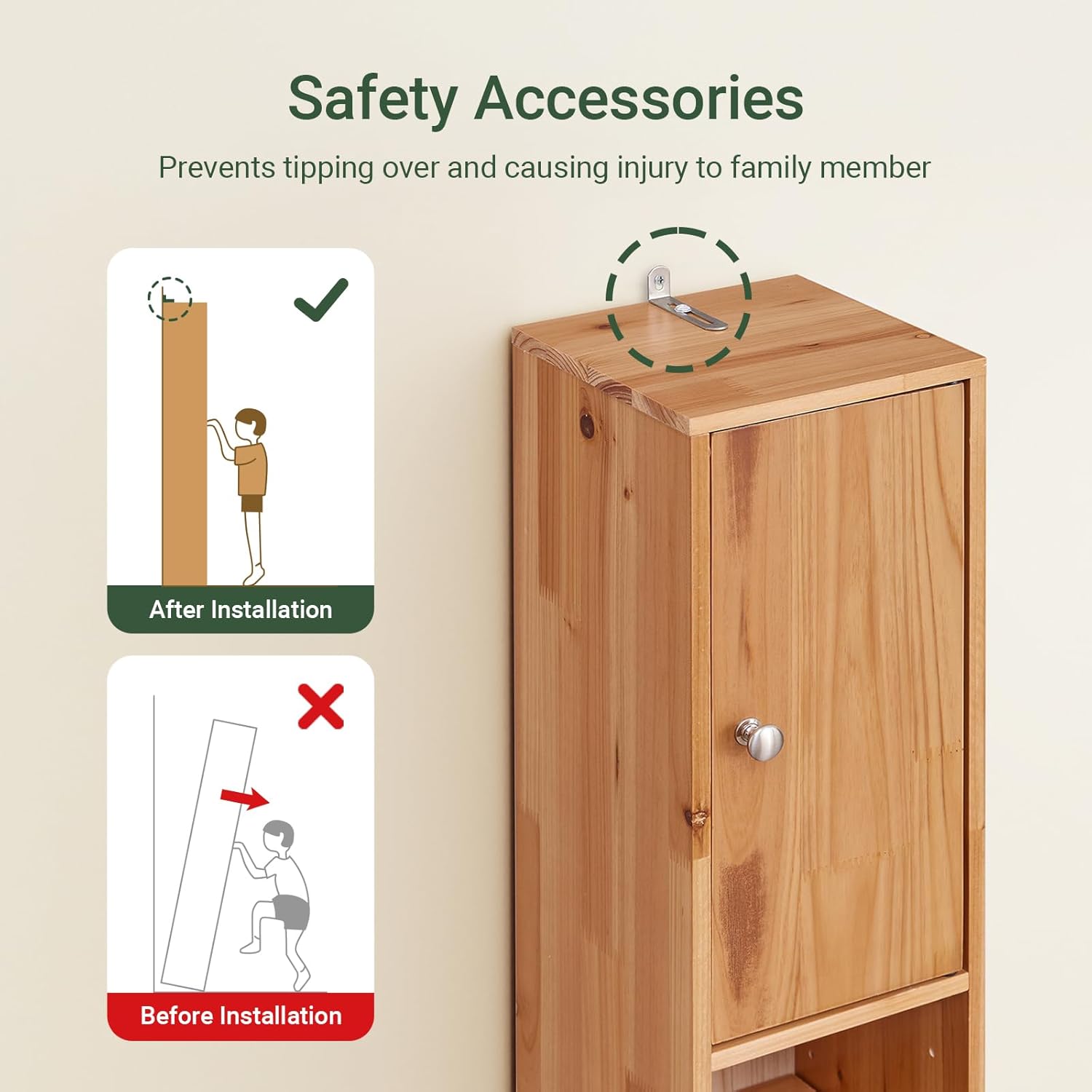 Slim Tall Solid Wood Bathroom Cabinet Drawer 180cm Natural
