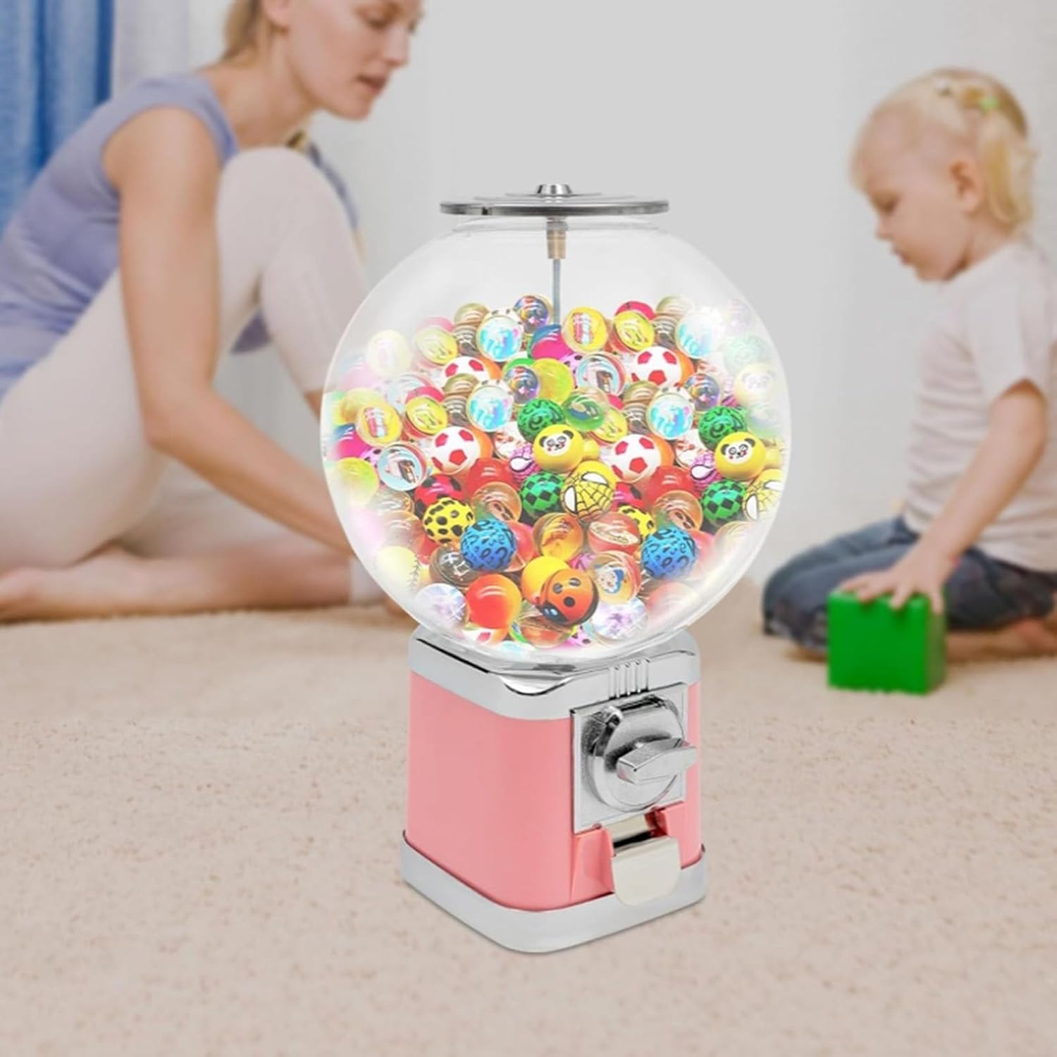Pink Gumball Vending Machine with Key 500 Capsule Capacity