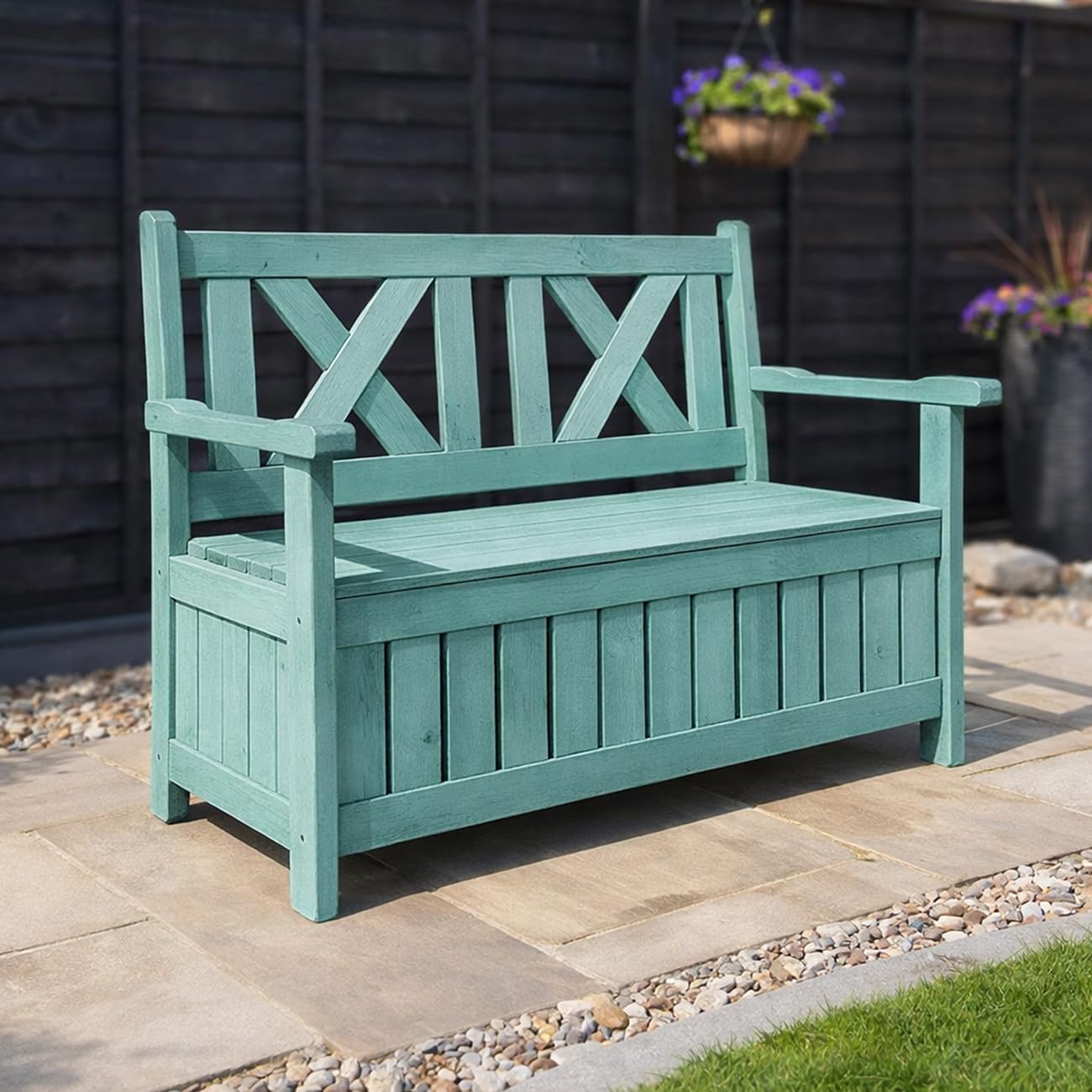 Wooden Garden Storage Bench 110L Outdoor Seat with Chest