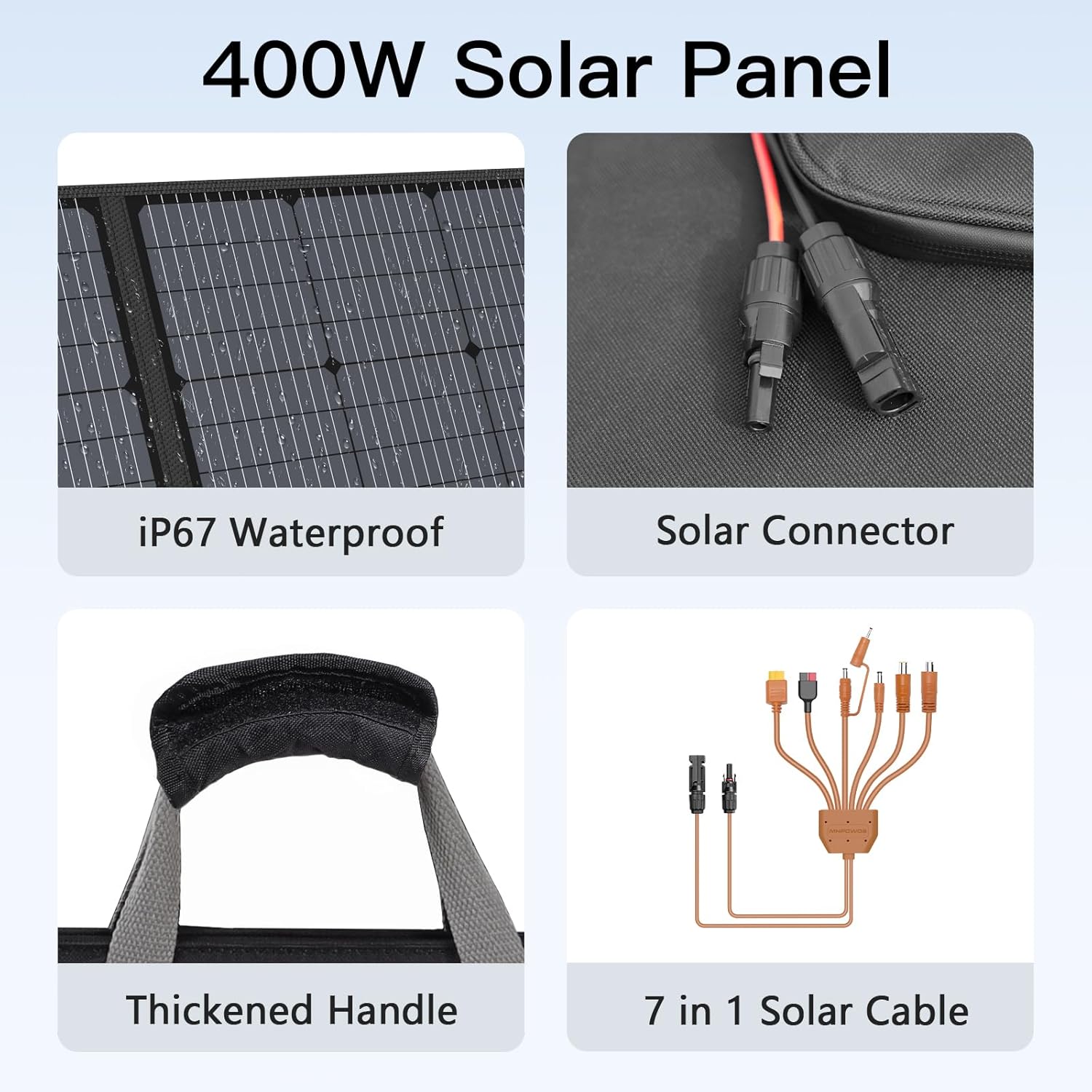 400W Portable Foldable Solar Panel IP67 Waterproof RV Camping Charger
