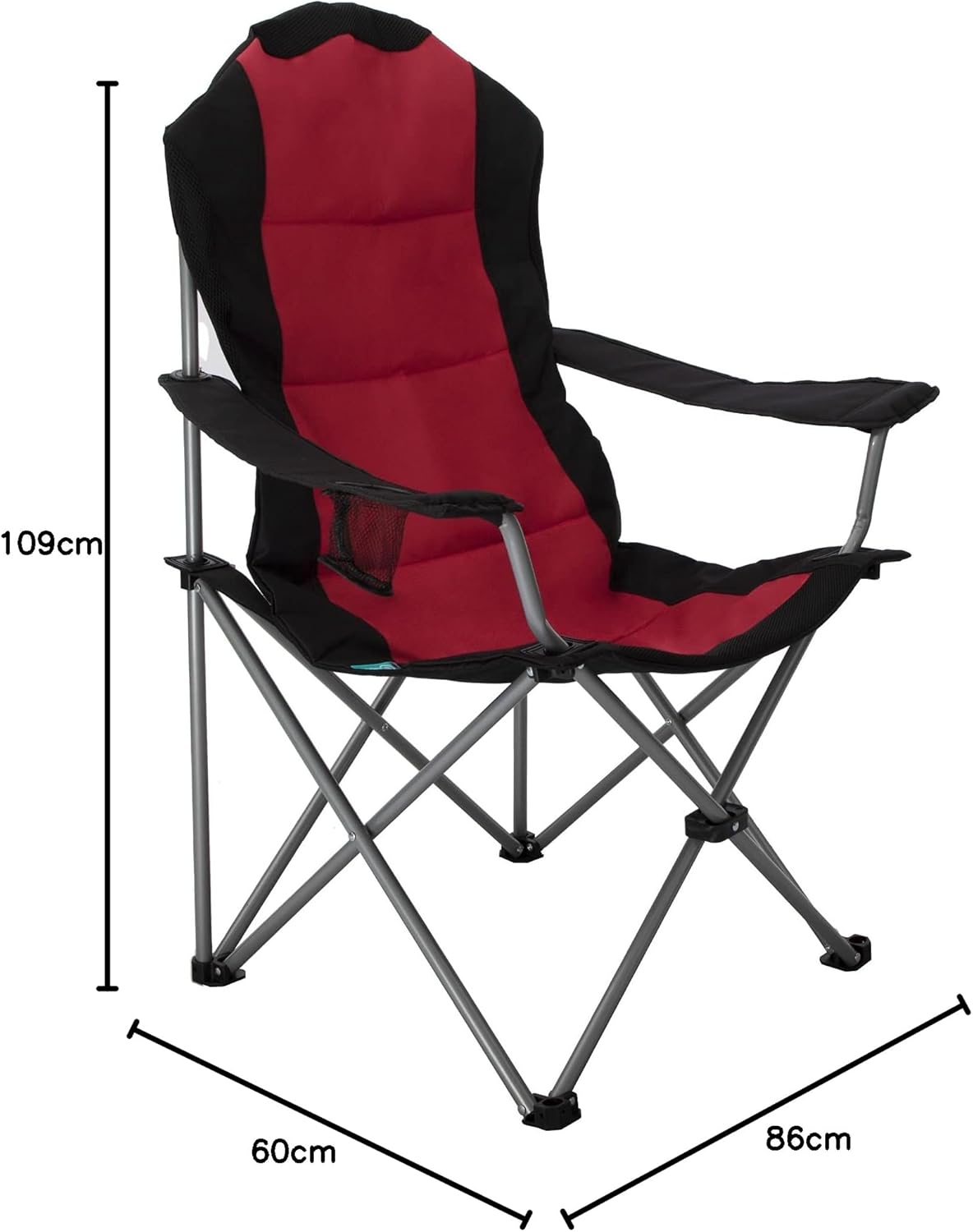 Padded Folding Camping Chair with Cup Holder Carry Bag Red