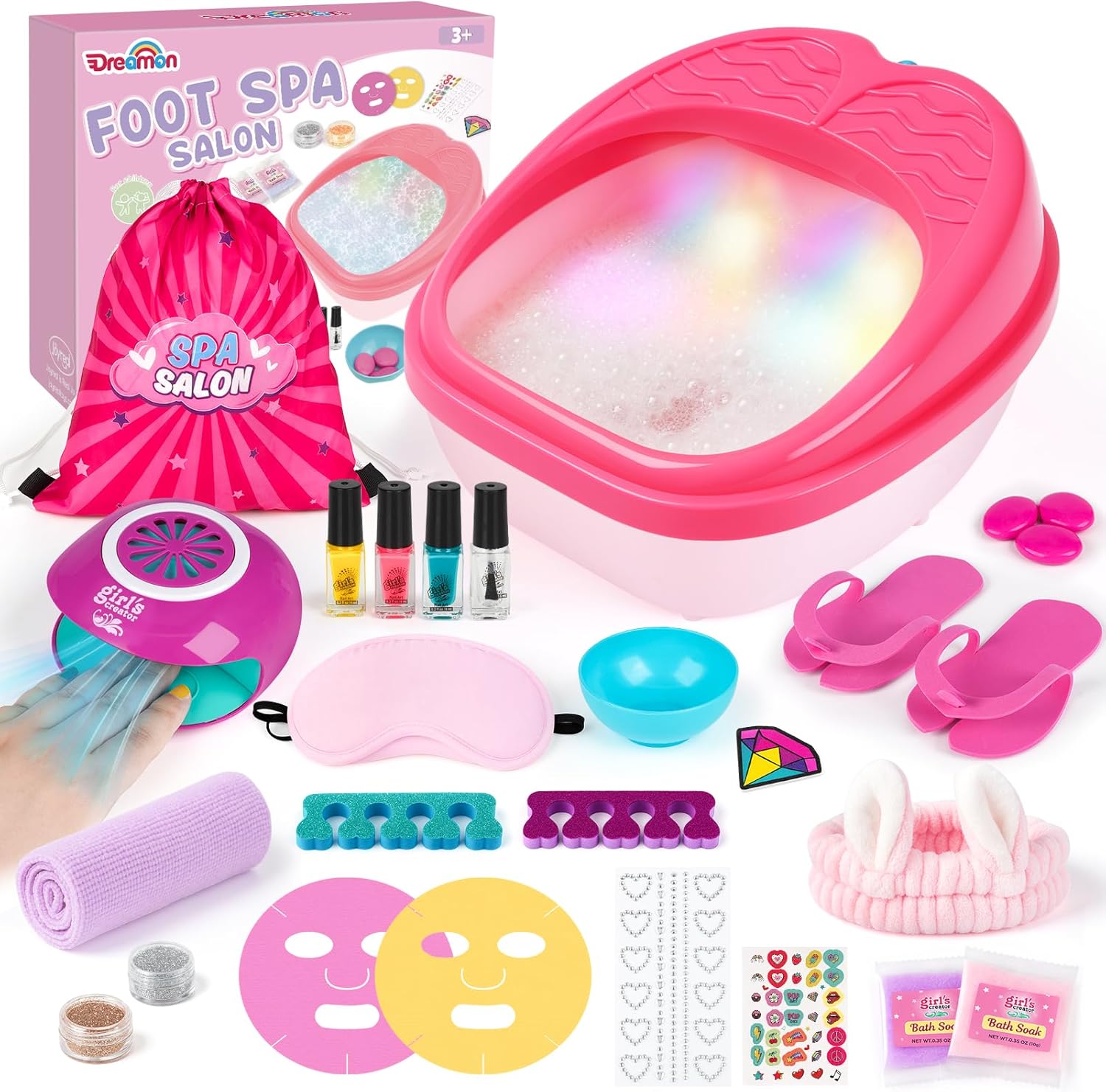Kids Foot Spa Kit Girls Nail Set Bubble Spa 27pc Pedicure Toy