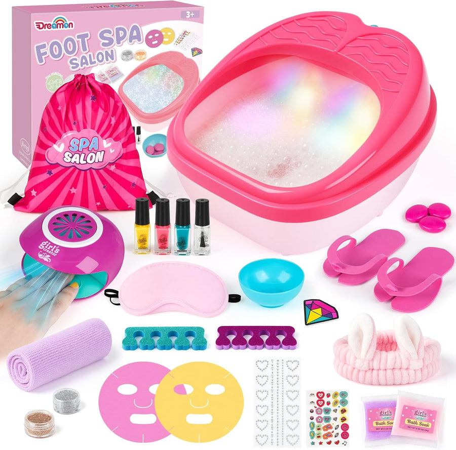 Kids Foot Spa Kit Girls Nail Set Bubble Spa 27pc Pedicure Toy