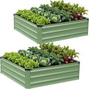 Set of 2 Metal Raised Garden Beds 120x120cm Olive Green