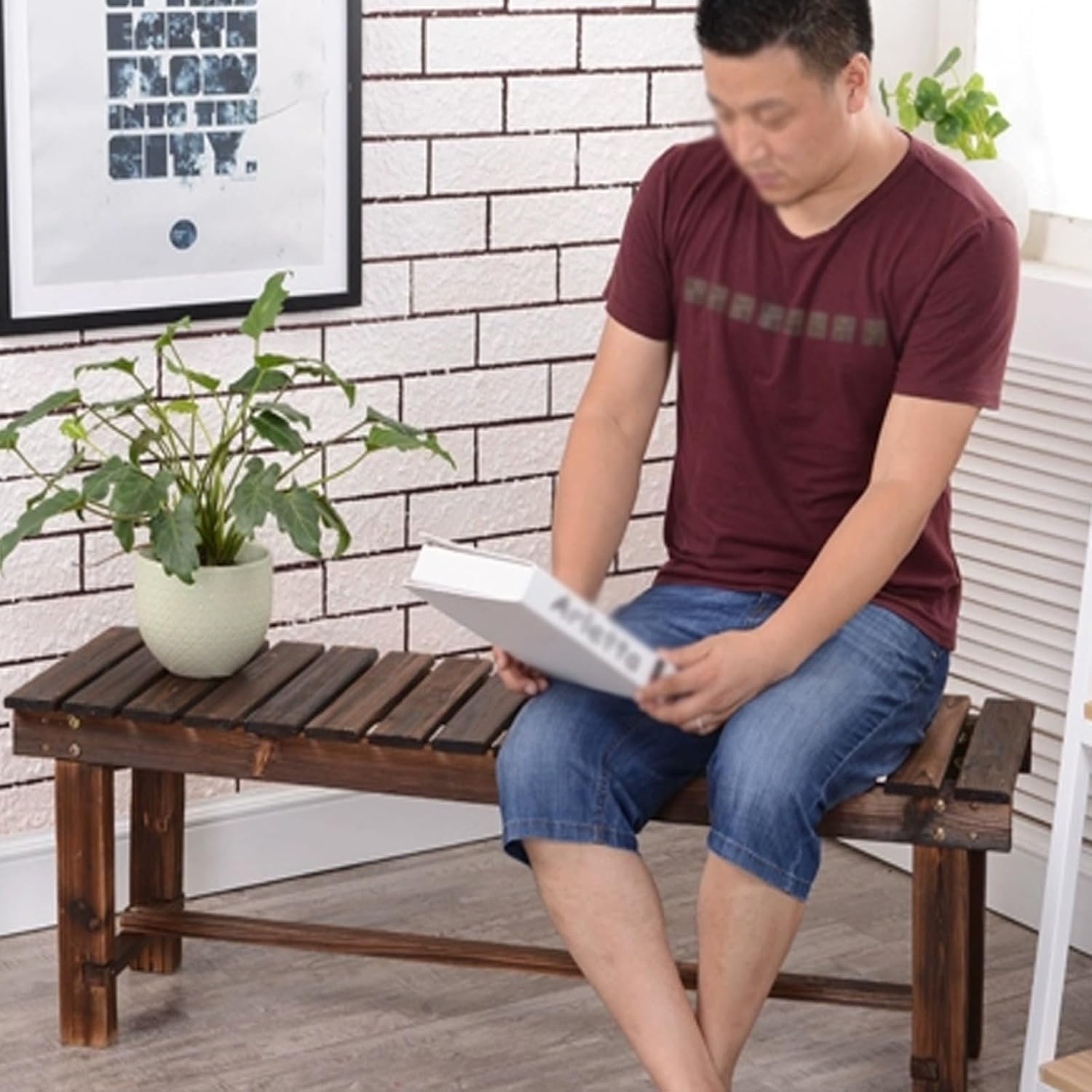 2 Seater Cedar Wood Garden Bench Patio Balcony Deck Outdoor Seat 90cm
