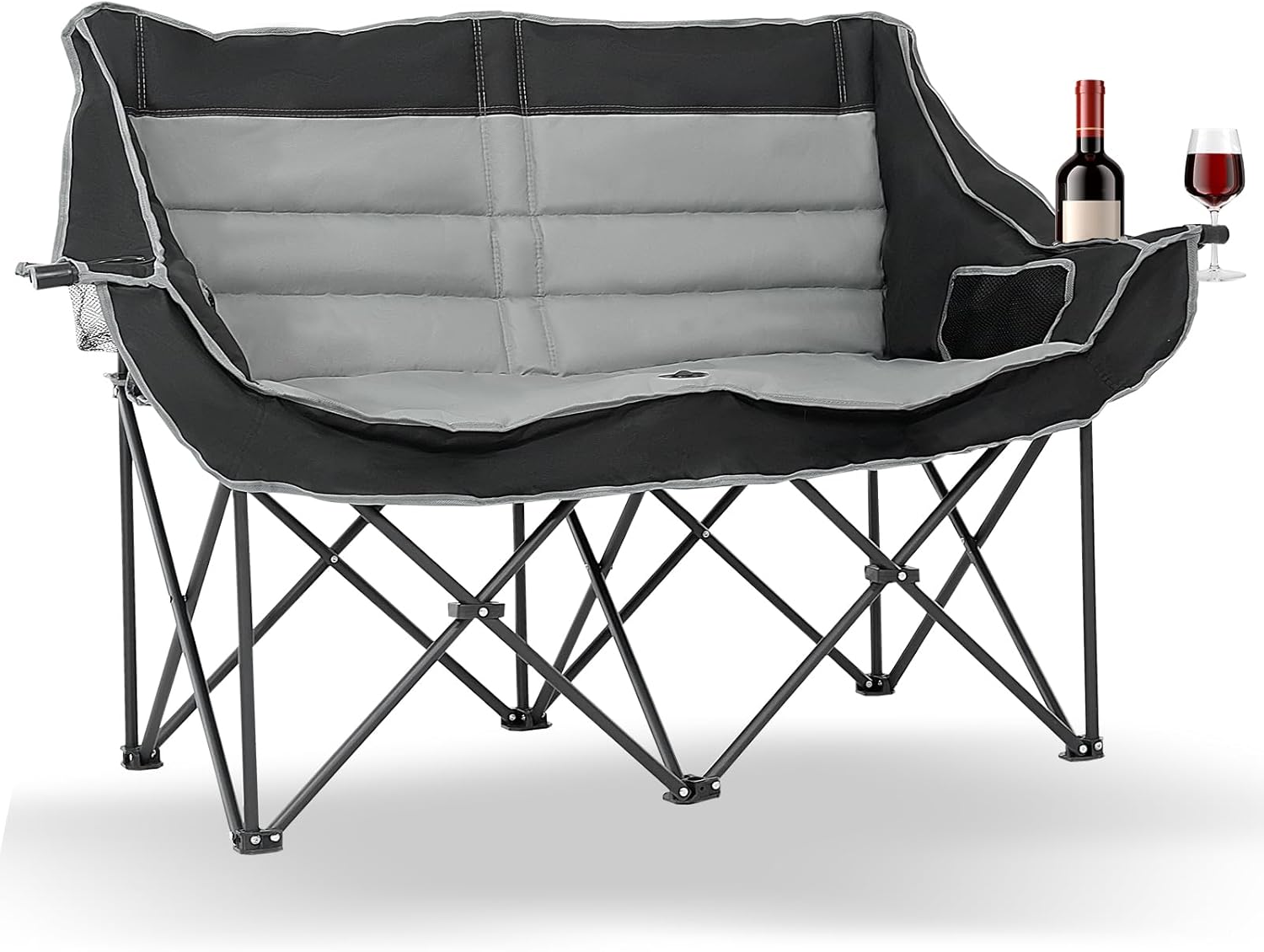 Double Camping Chair for 2 Adults Heavy Duty Folding Seat