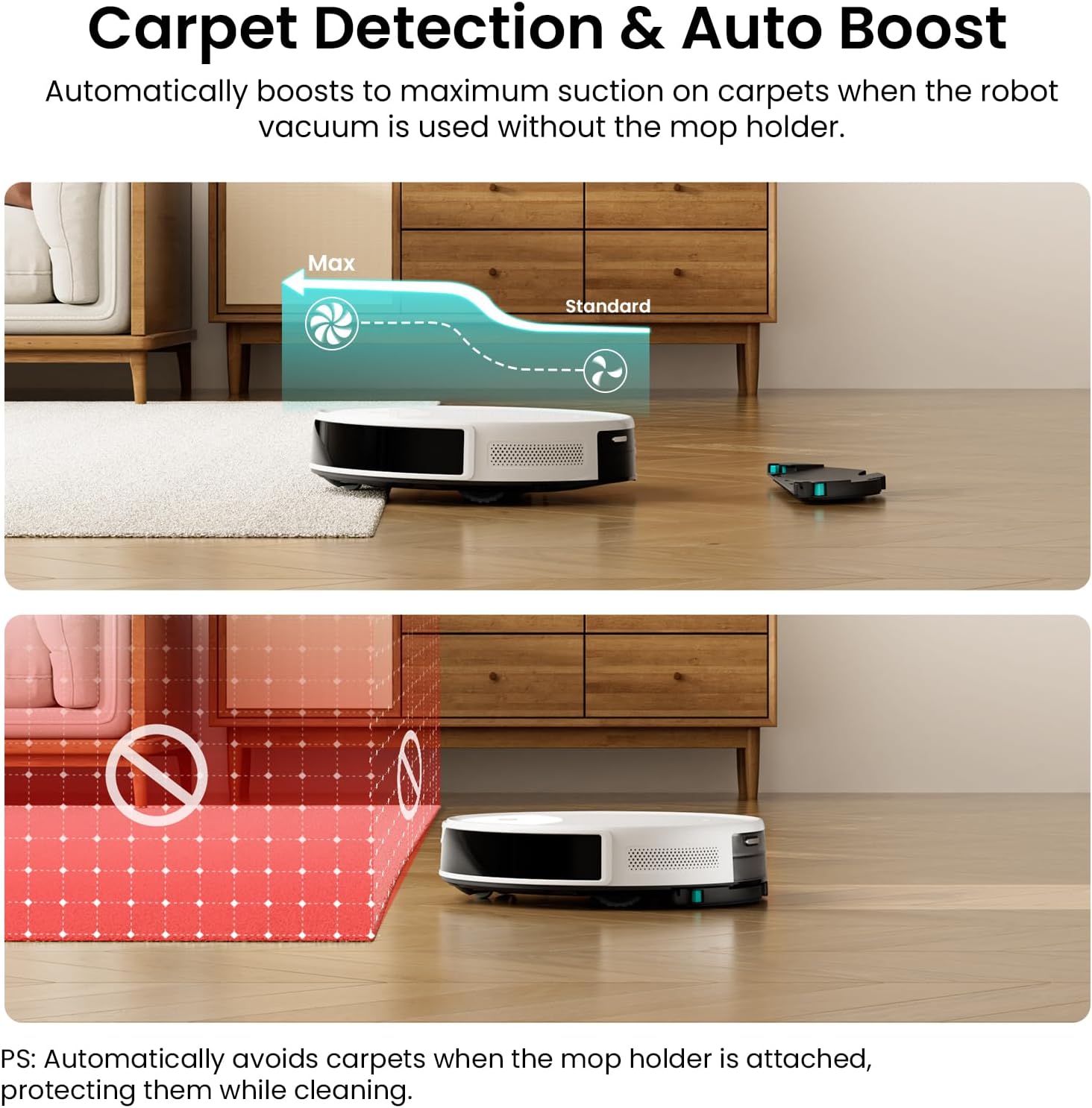 Robot Vacuum Mop 6000Pa Self Empty 75 Day Auto Dust Smart Mapping WiFi