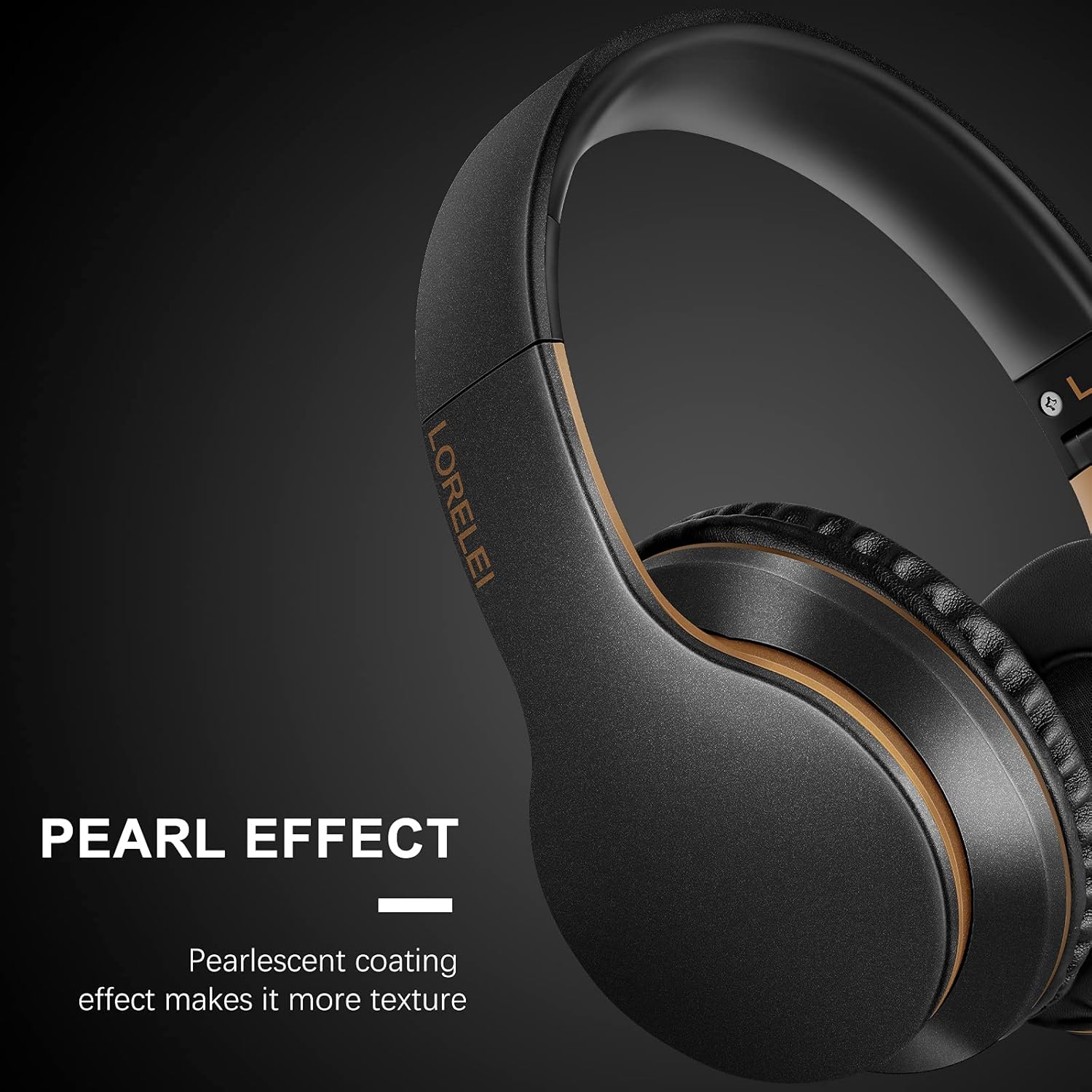 Wired Over Ear Headphones With Mic Stereo Bass 3.5mm Black Gold