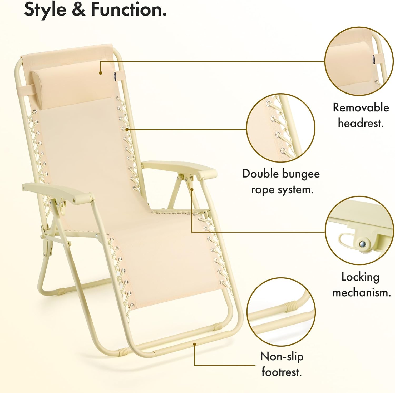 Set of 2 Zero Gravity Reclining Garden Chairs Yellow