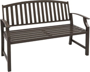2 Seater Metal Garden Bench Outdoor Patio Seat w/Armrests