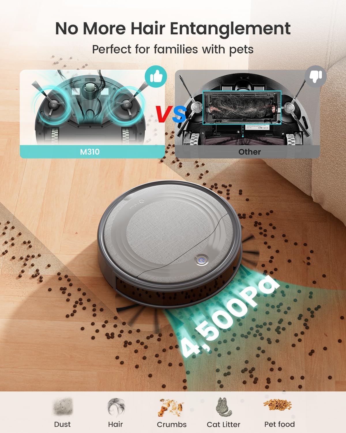 Robot Vacuum 4500Pa Slim 180Min App Alexa Pet Hair Cleaner
