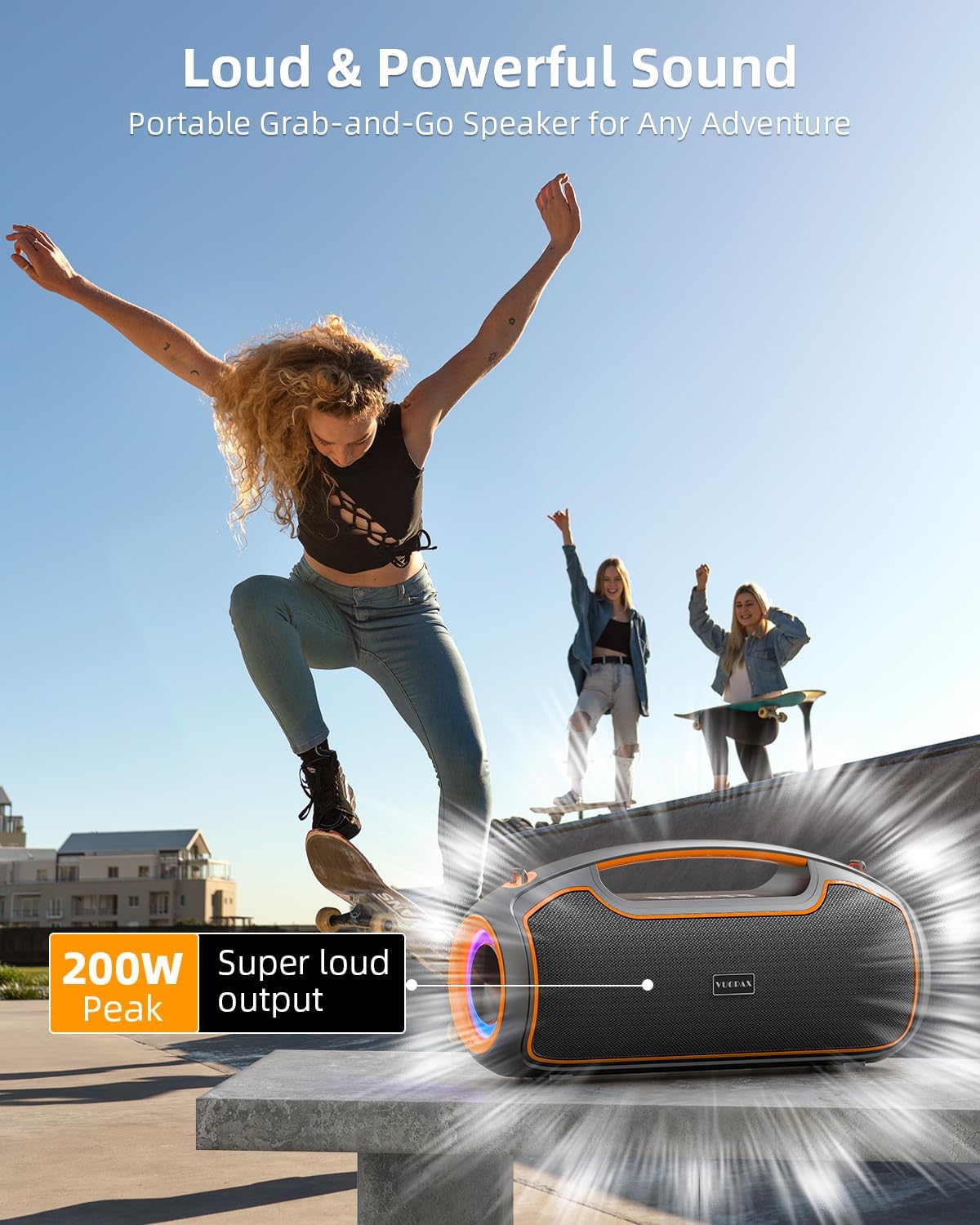 200W Portable Bluetooth Party Speaker Bass IP65 24H TWS