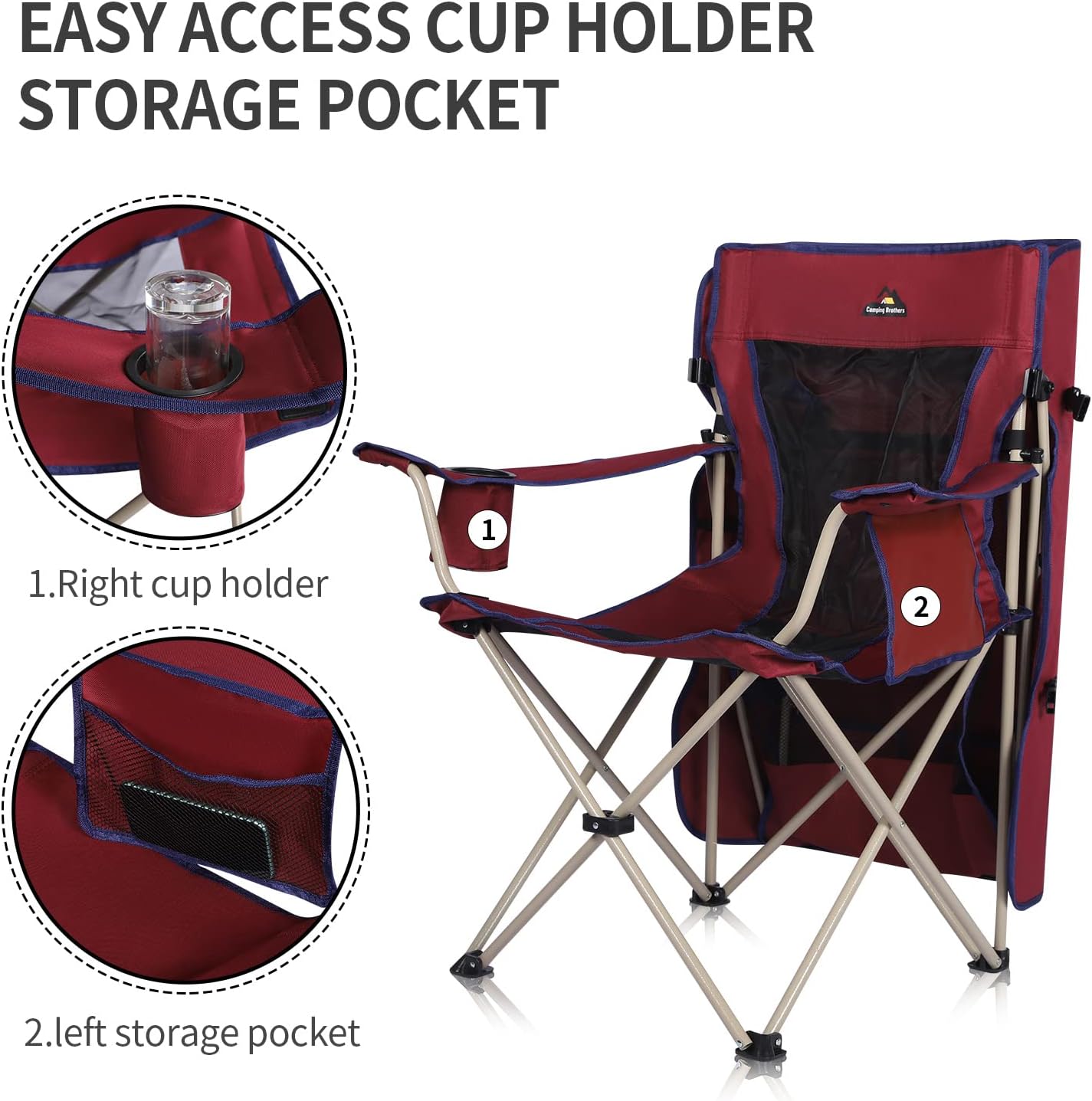 Beach Chair with Full Sun Shade Canopy Maroon