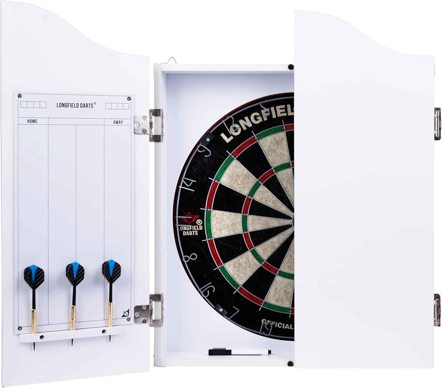 18in Dartboard Cabinet Set Sisal Board Wooden Case 6 Darts Score