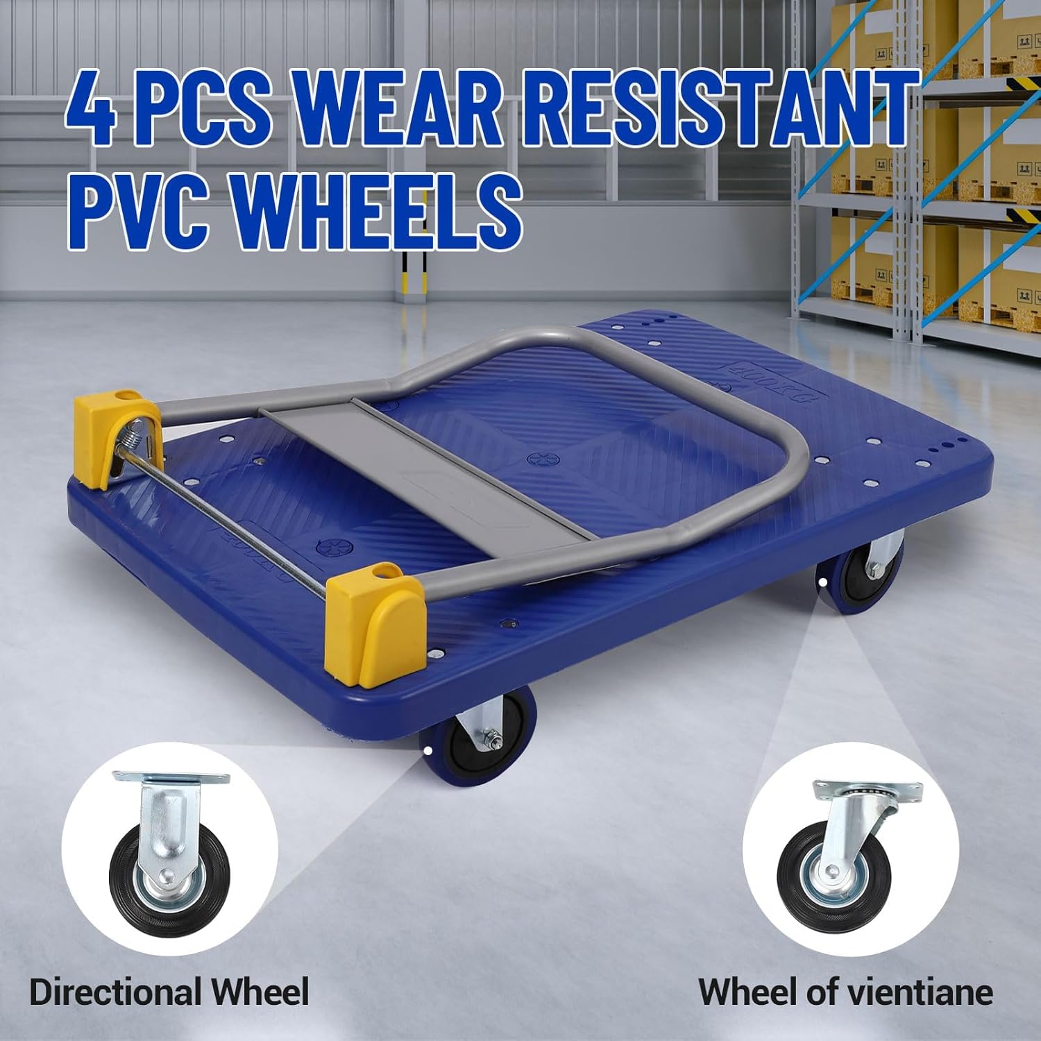 600KG Heavy Duty Platform Truck Folding Flatbed Trolley