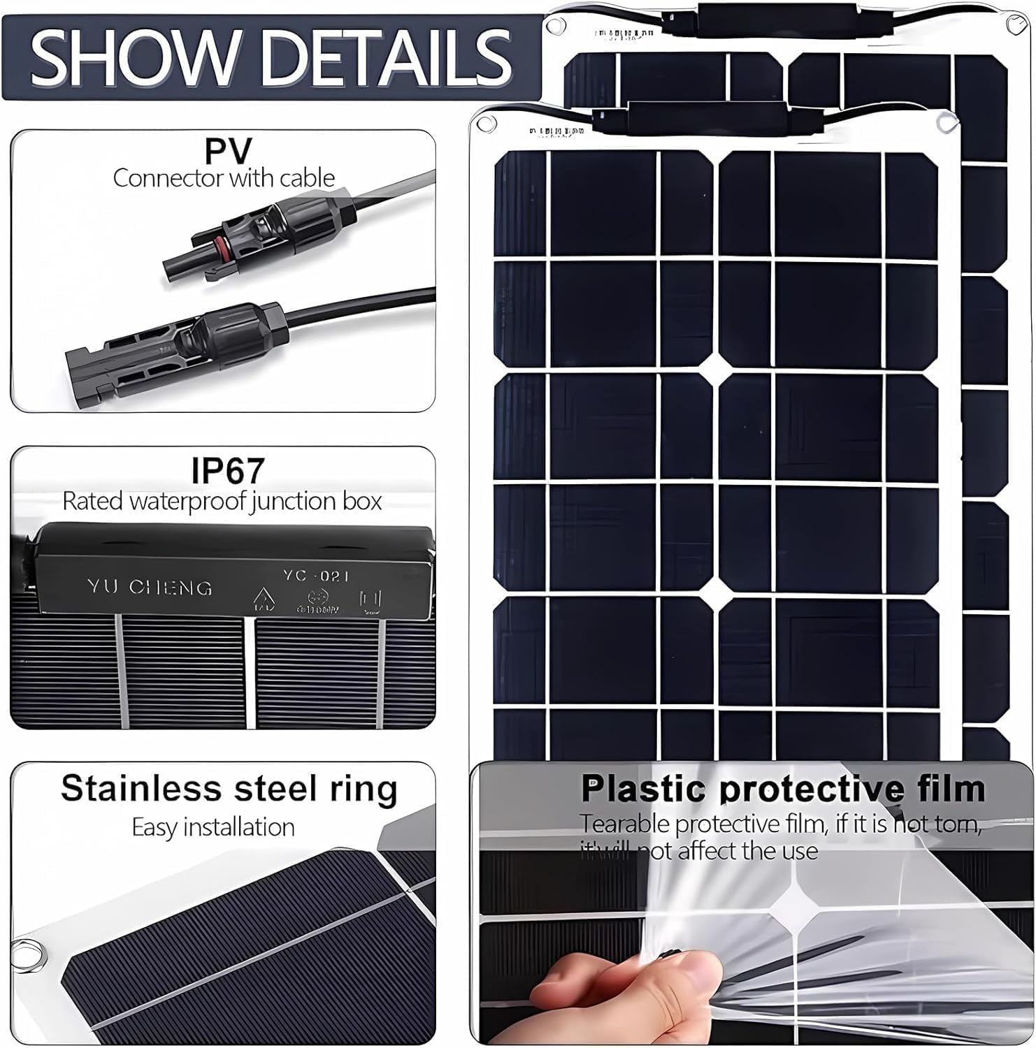 300W Flexible Solar Panel Kit 12V 24V Ultra Thin RV Boat Charger