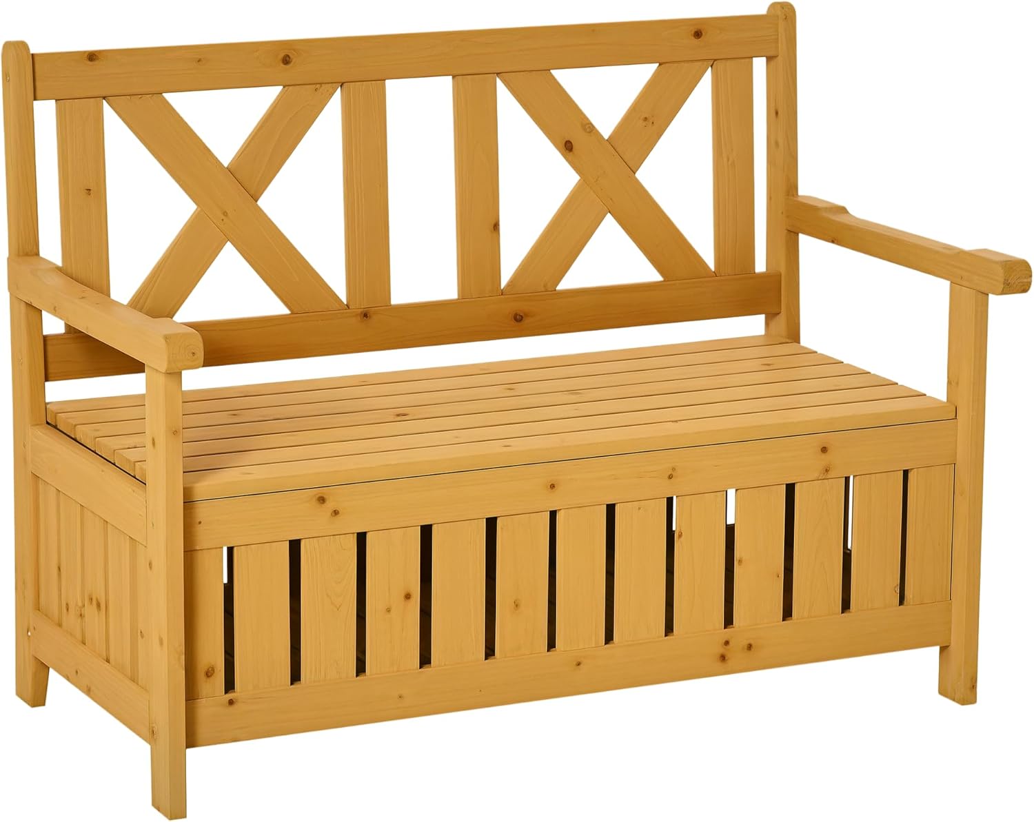 2 Seater Wooden Garden Storage Bench Patio Seat with Chest