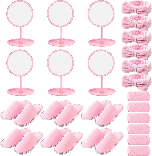 Kids Spa Party Supplies Set 24PCS Slippers Towels Headbands