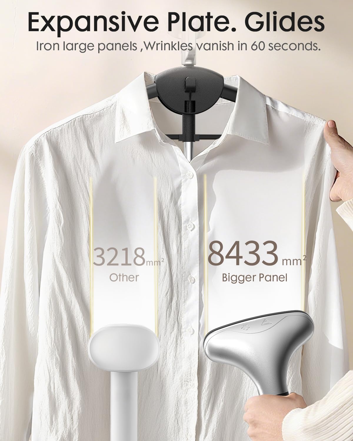 2200W Standing Garment Steamer 3L Tank 90min Continuous Steam w/ Hanger