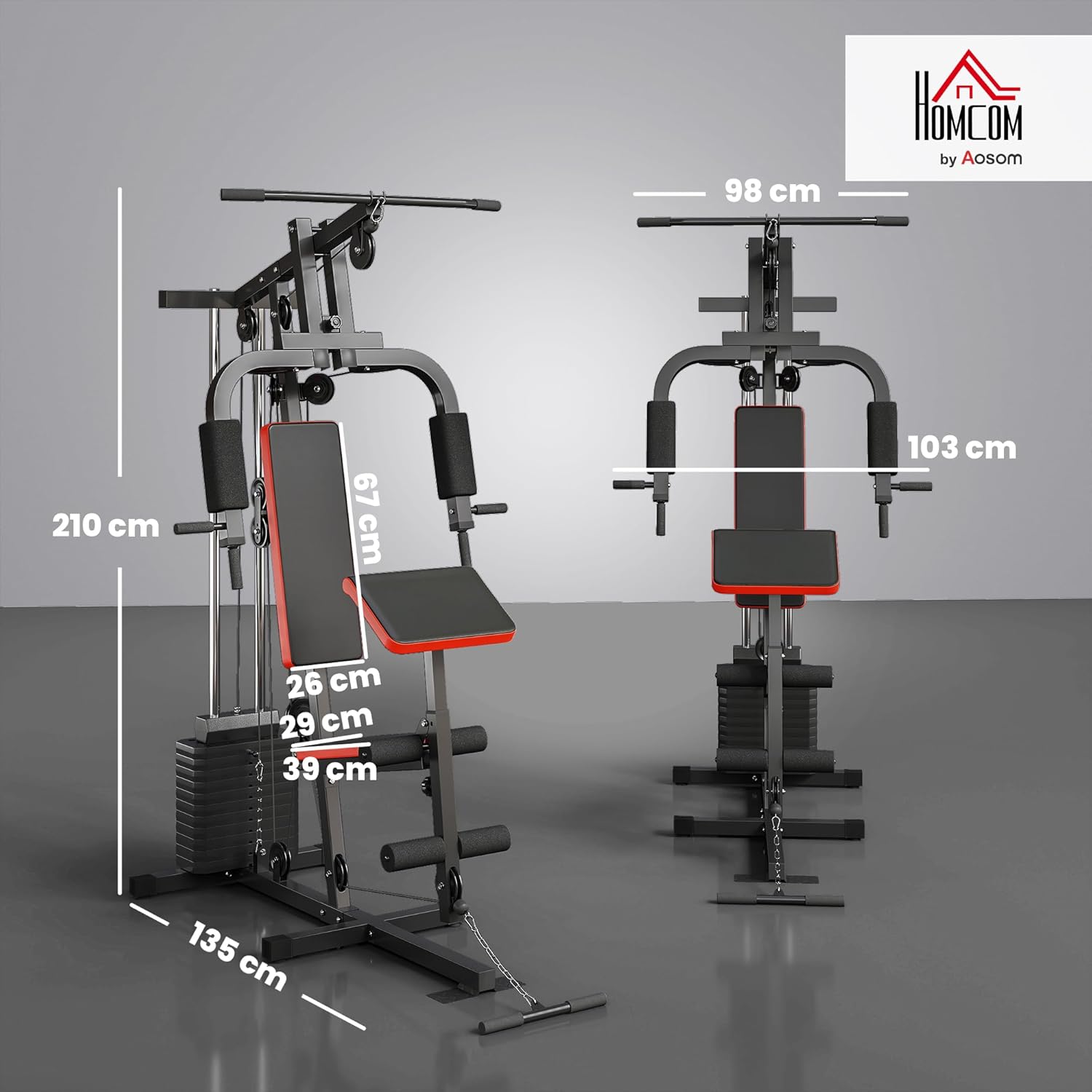 Multi Gym Machine 66kg Weight Stack Home Strength Trainer