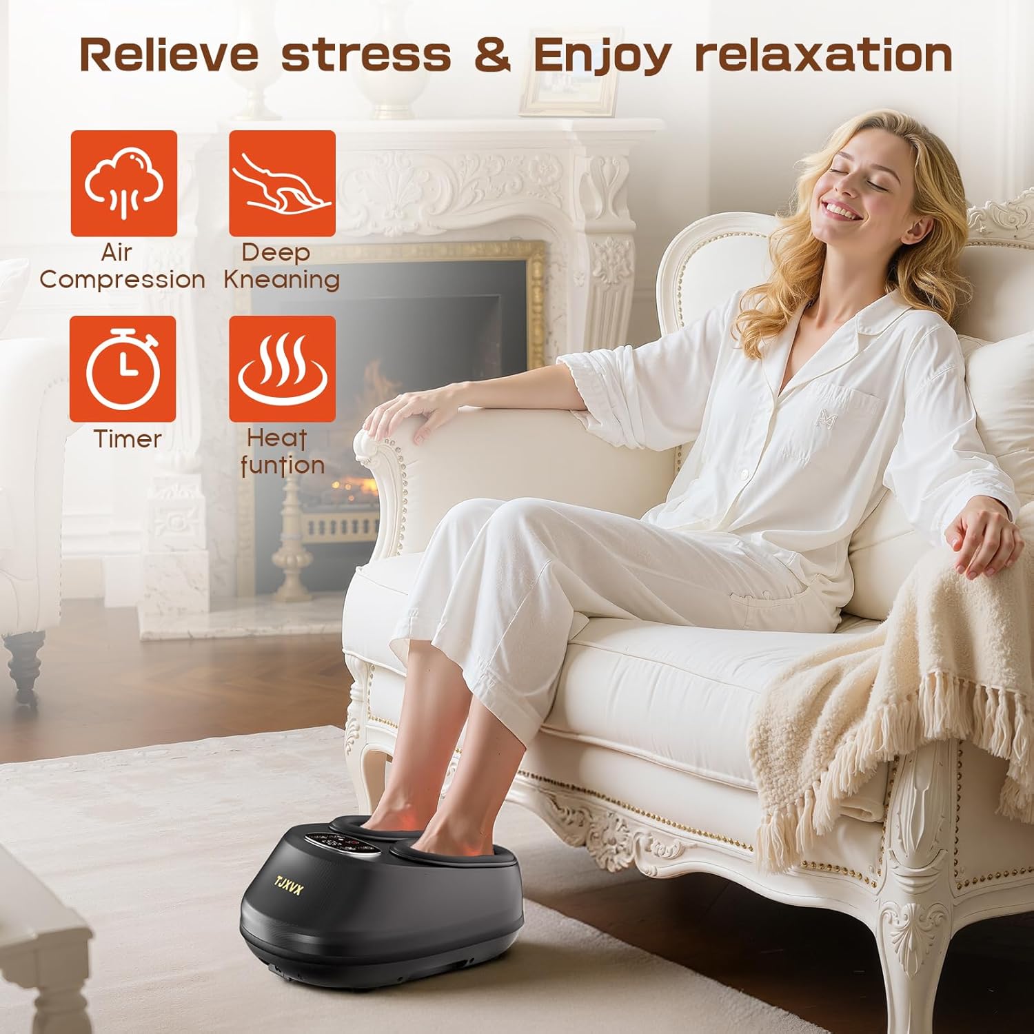 Shiatsu Foot Massager Heat Air Compression Remote 3 Modes Relief